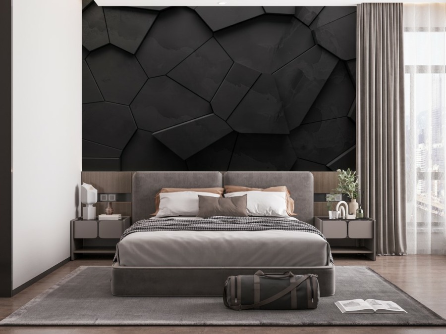 Poligoane negre 3D mural