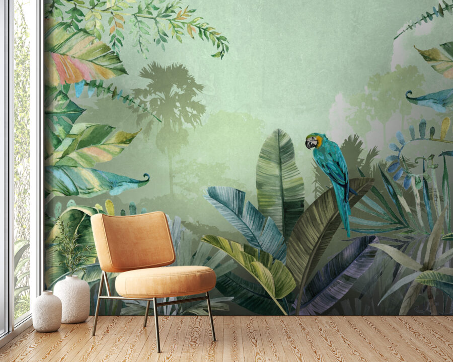 Mural în culori tropicale captivante Blue Parrot - imaginea produsului principal