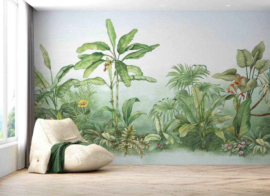 Peisaj mural exotic în culori calde Green Jungle - imaginea produsului principal