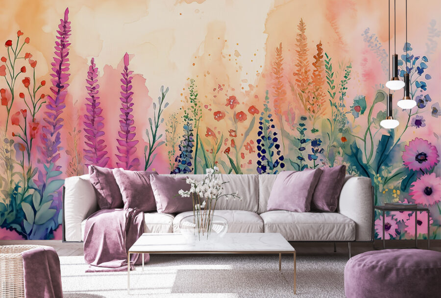 Lush Meadow Flower Mural