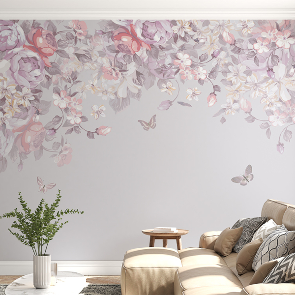 Mural de flori roz