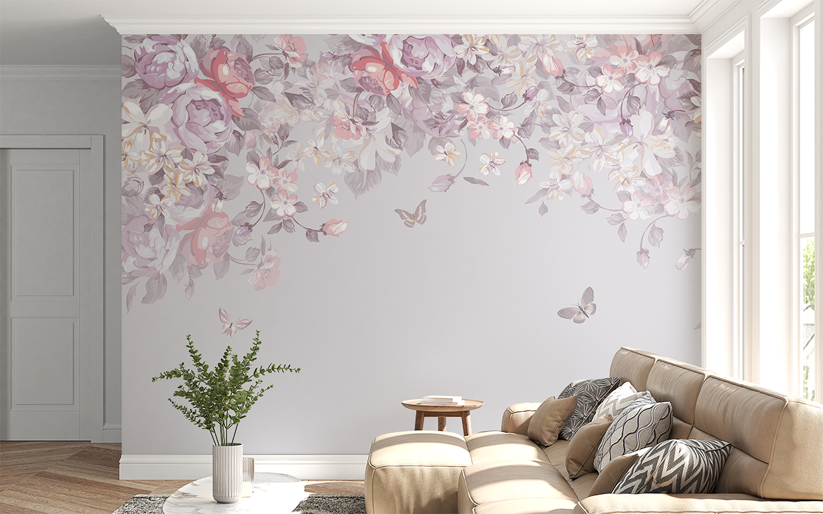 Mural de flori roz