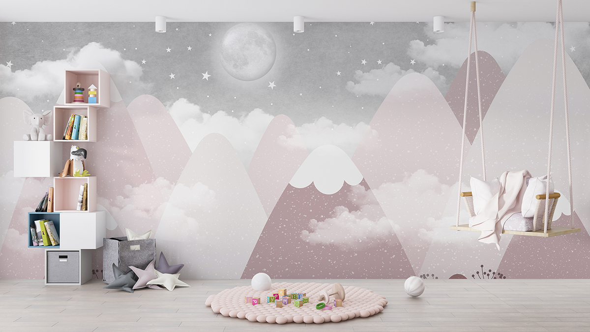 Mural Lună plină în munți