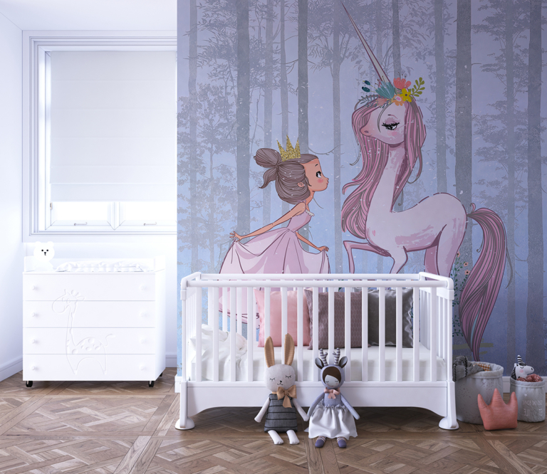 Fototapet Prințesa și unicornul roz