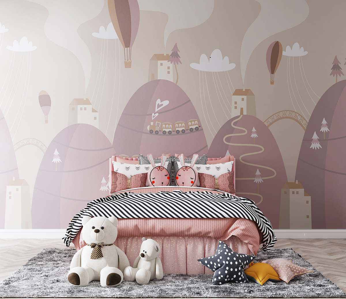 Tapet foto Pink Mountain Village