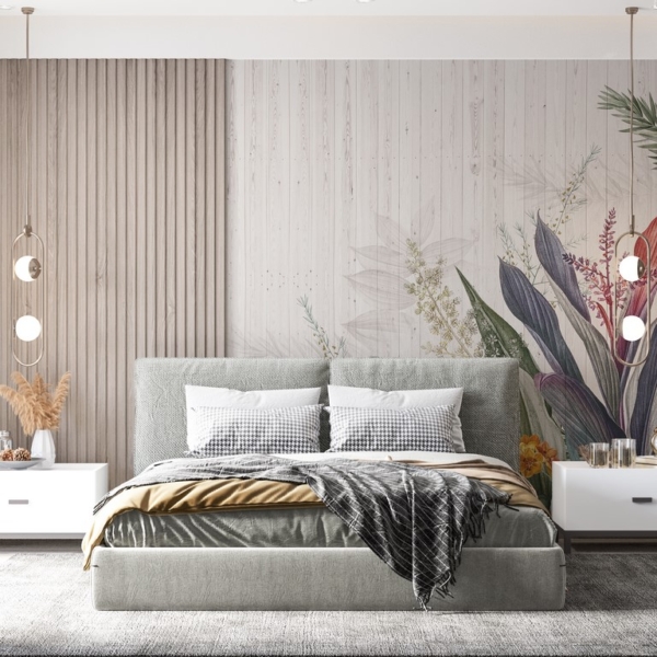 Mural Buchet de frunze albastre