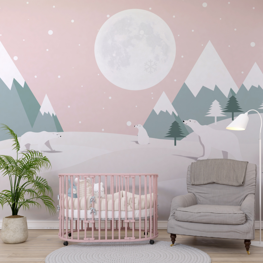 Mural Urși albi și Luna