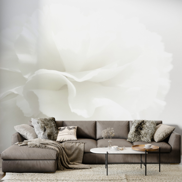 Mural de flori albe