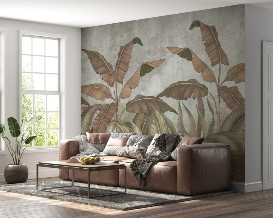 Mural din frunze de banan maro