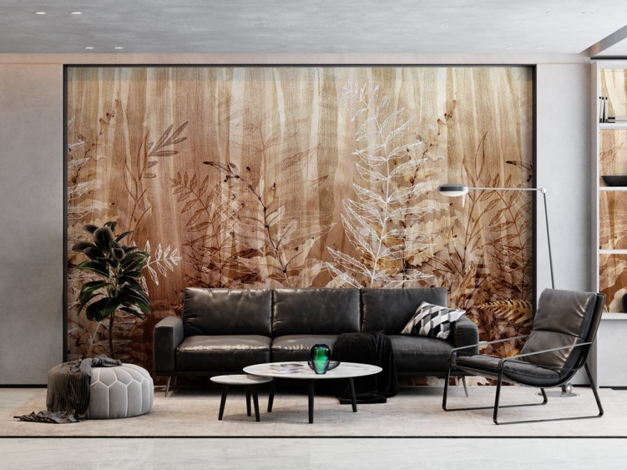 Mural Brown Fern Forest