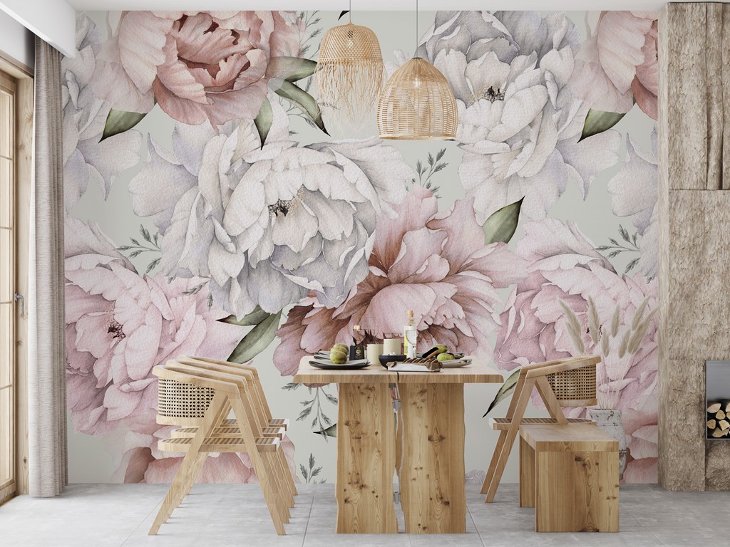 Wall mural Buchet de bujori luminoase