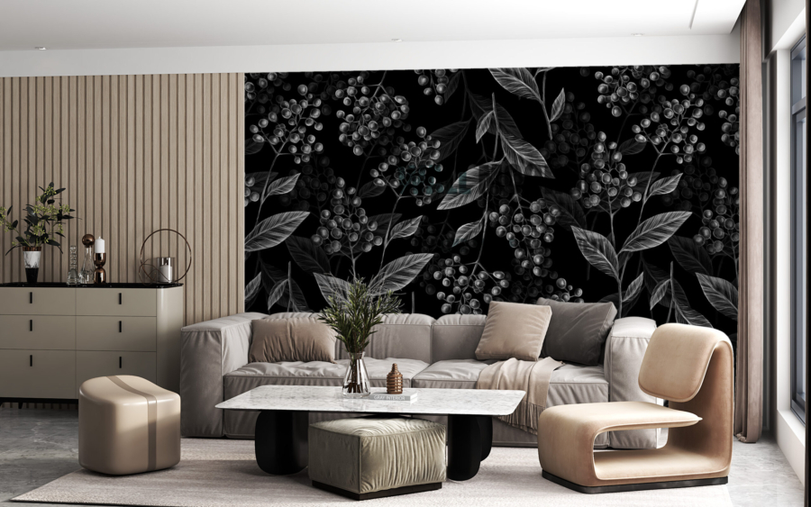 Pictura murală cu fructe de pădure negre