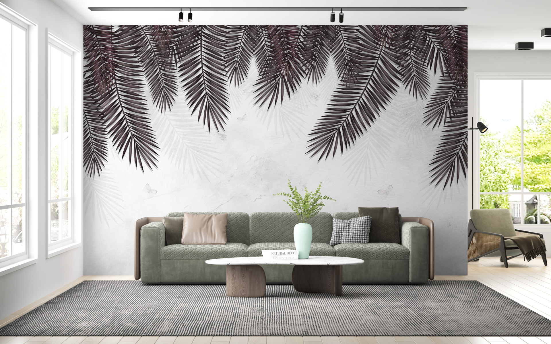 Mural frunze de palmier negru