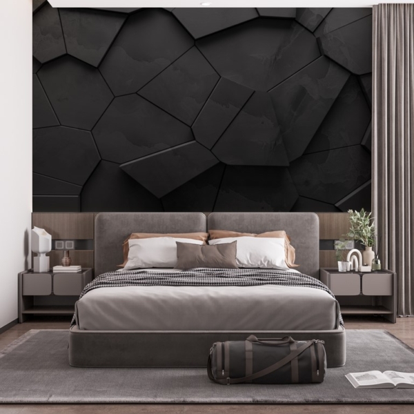 Poligoane negre 3D mural
