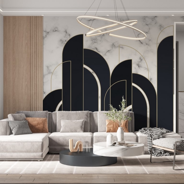 Wall mural negru model geometric