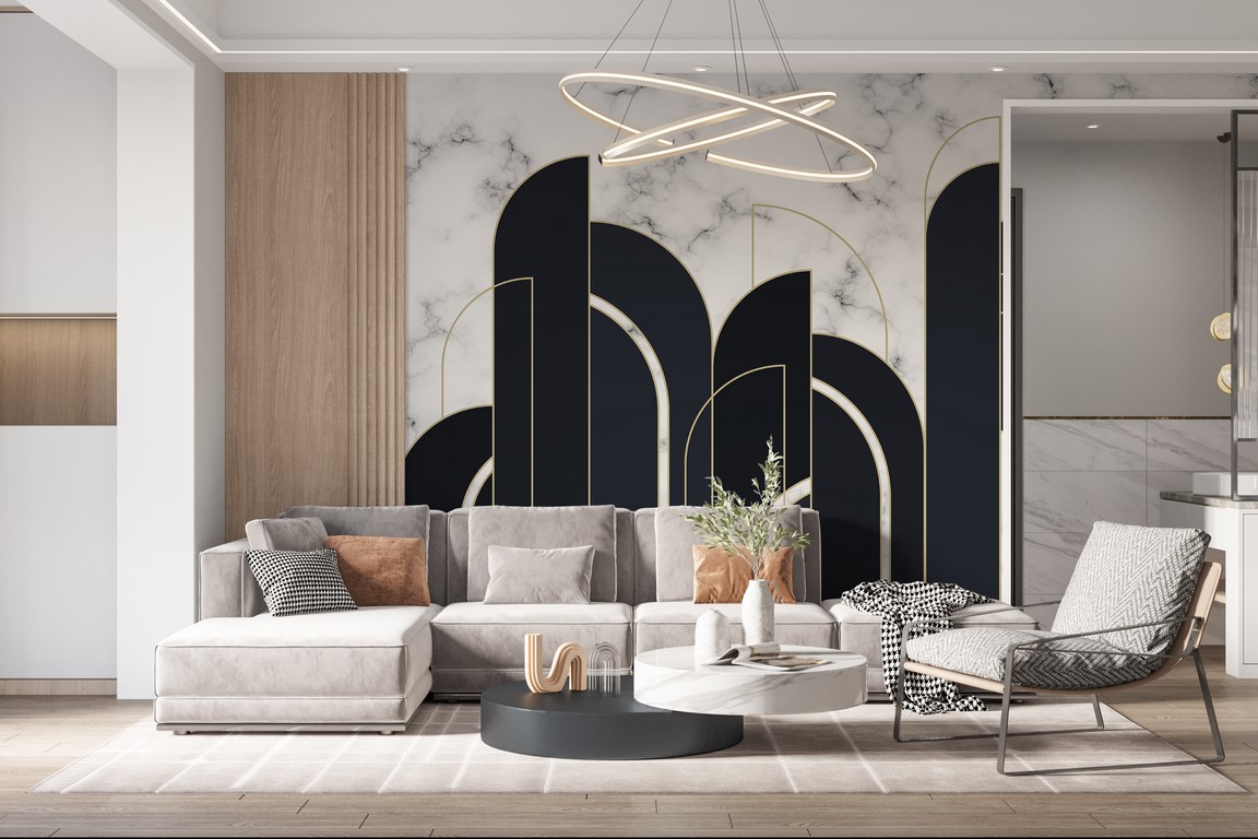 Wall mural negru model geometric