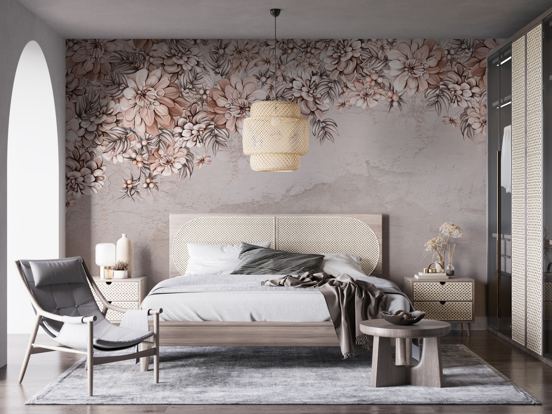 Mural Ploaie de flori maro