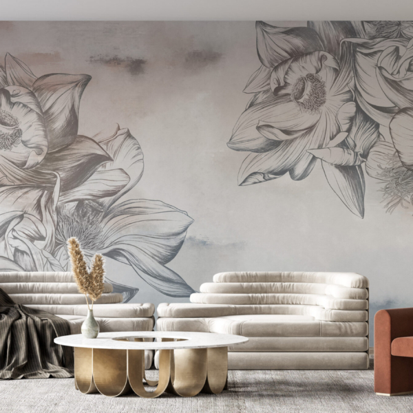Mural flori mari pe perete