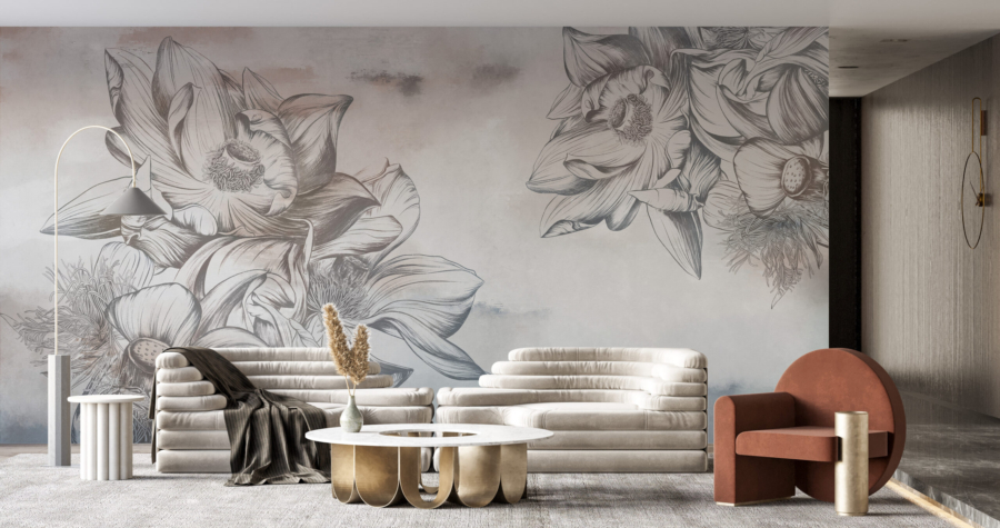Mural flori mari pe perete