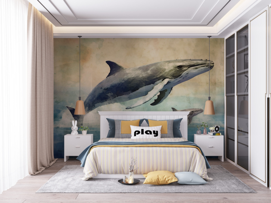 Mural de două cetacee