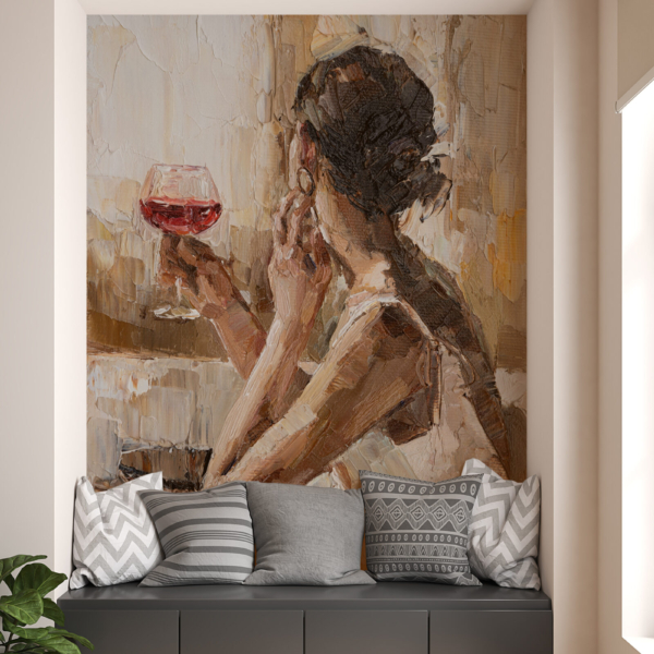 Mural Fata cu o lampă de vin