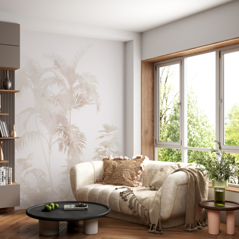 Fototapet Palmier exotic în alb