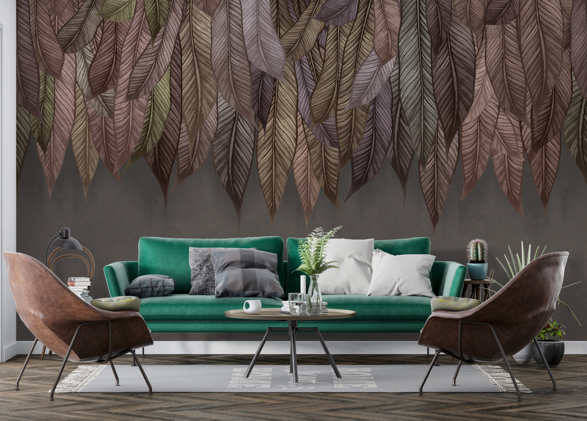 Mural Exotic Exotic Hanging Leaves