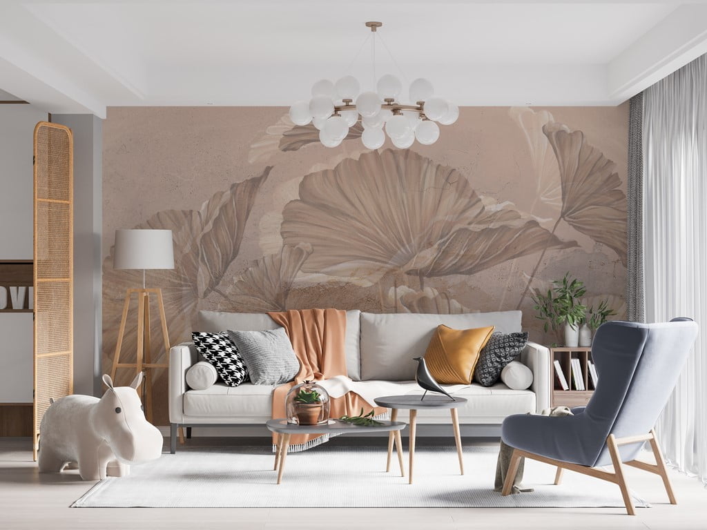 Tapet foto Frunze exotice în pasteluri