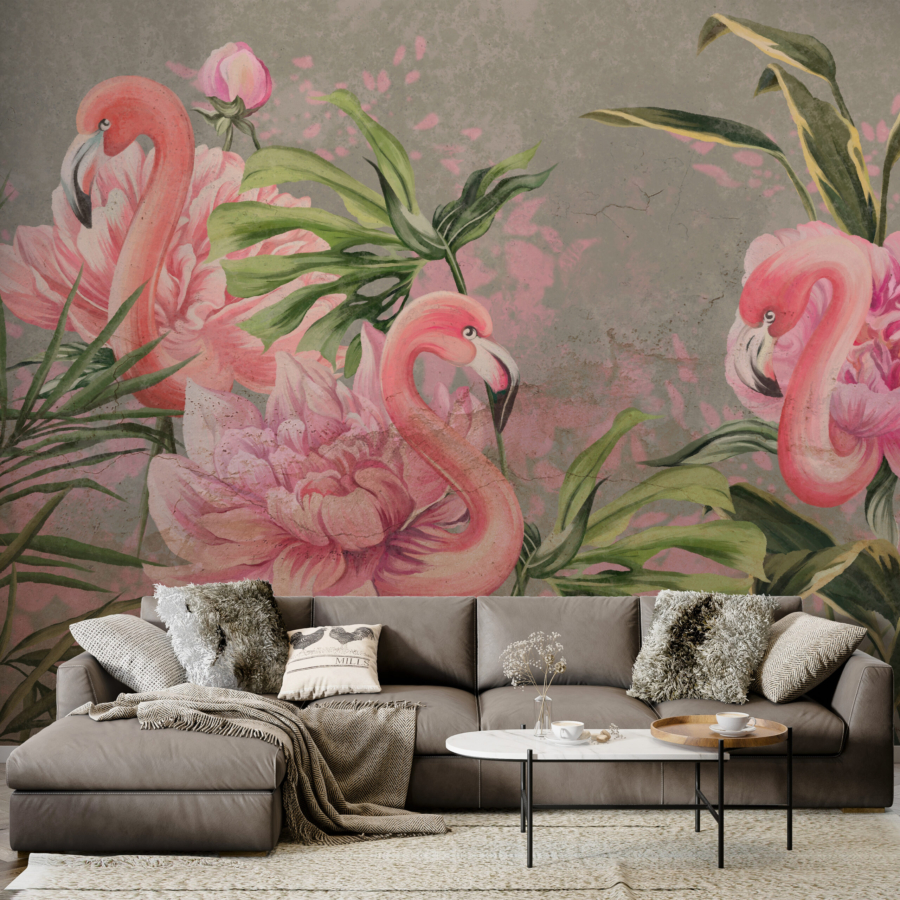 tapet Flamingo Flamingo ca flori