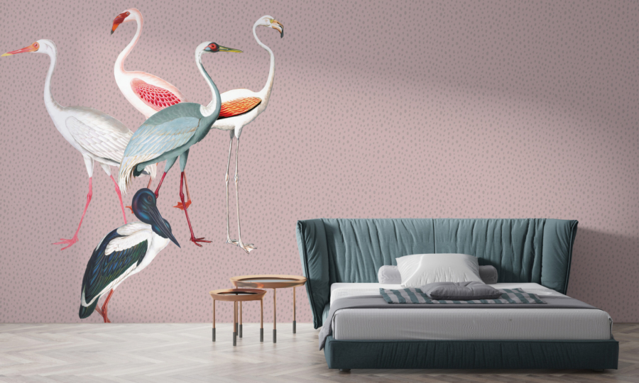 Mural Flamingo în puncte