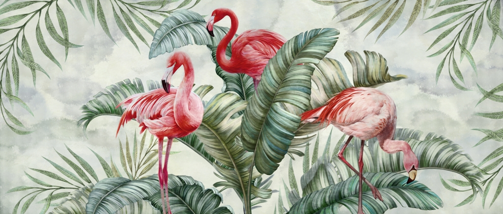 Fototapeta-Flamingi-w-Zieleni_2272810245-1