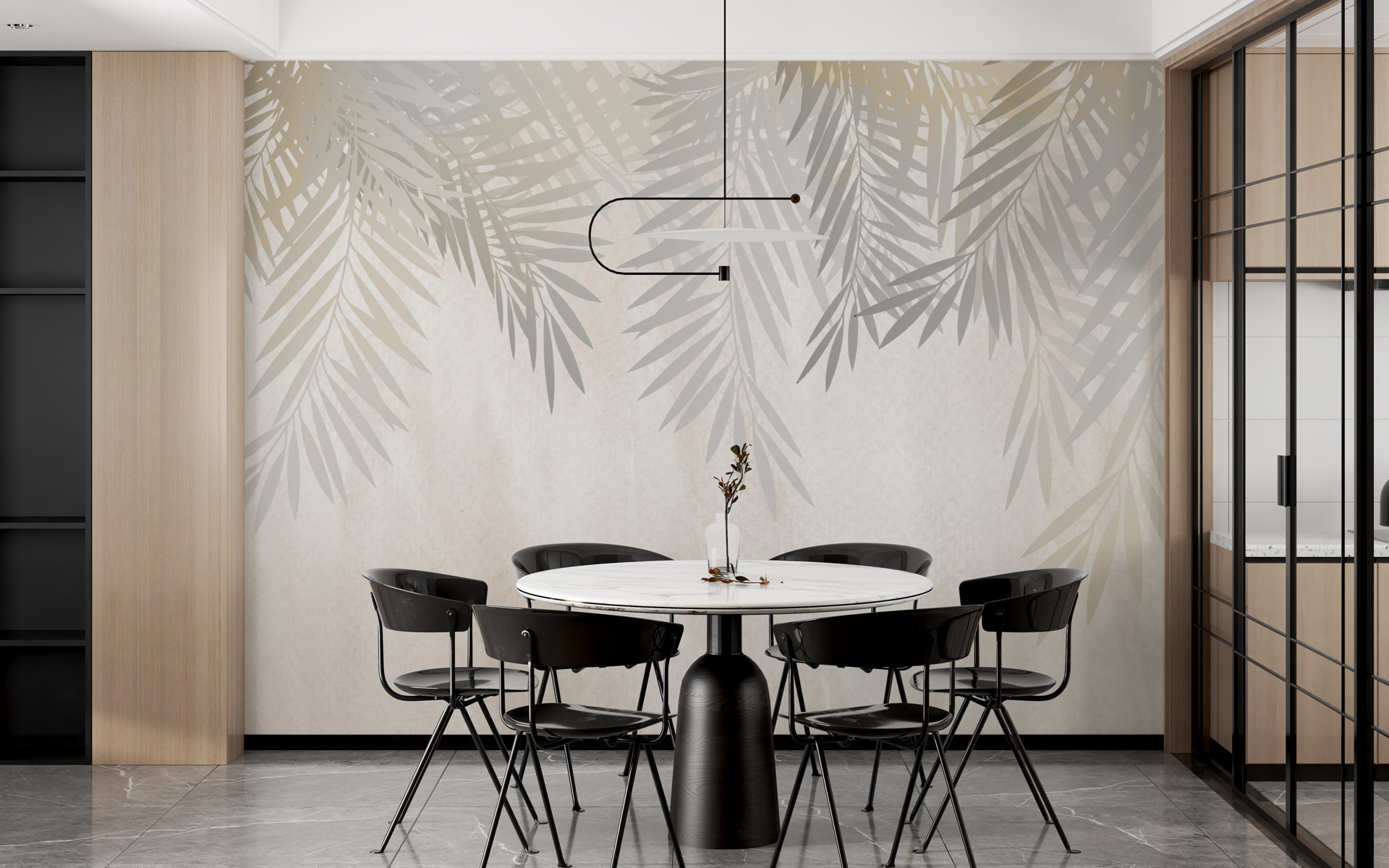 Mural de palmieri în ceață