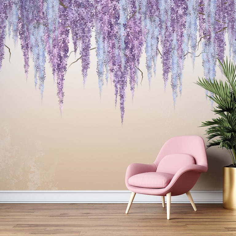 Photo Wallpaper Violet Flower Garland