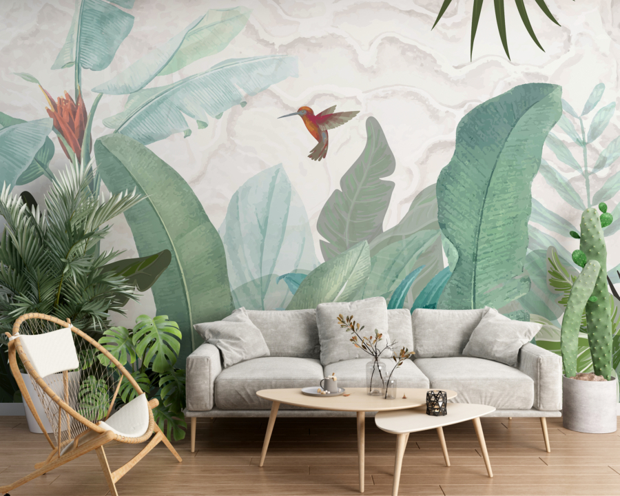 Mural Colibri în frunze
