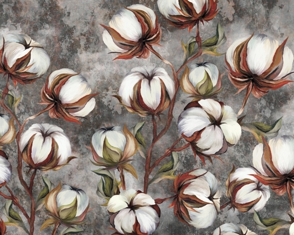 Mural Cotton Blossoms