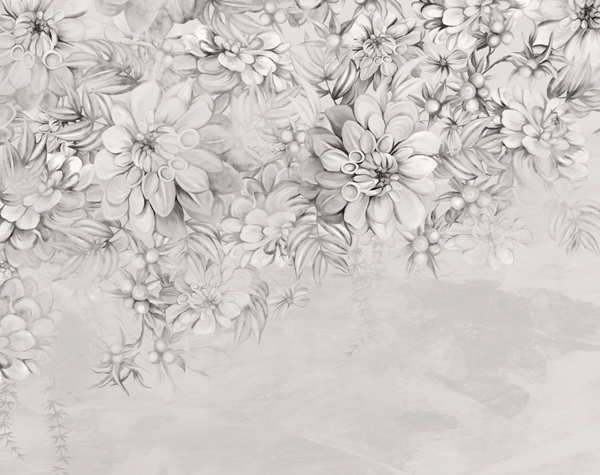 Tablou mural Flori gri