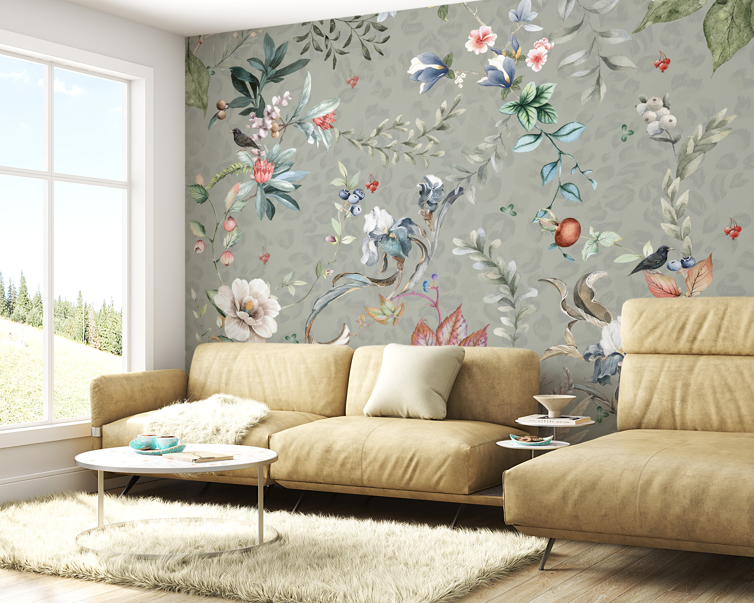 Wall mural Flori și frunze
