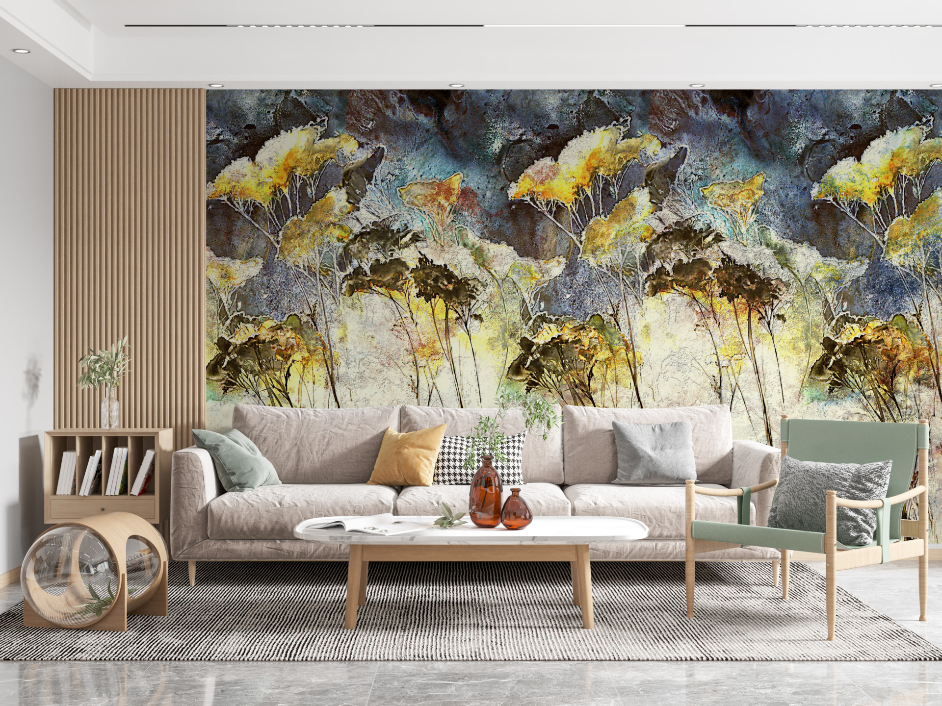 Mural de o pădure de plante galbene
