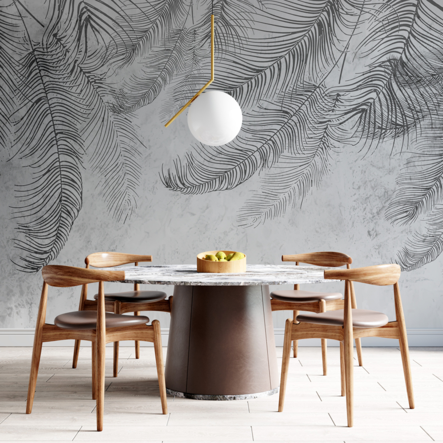Mural de frunze de palmier negru