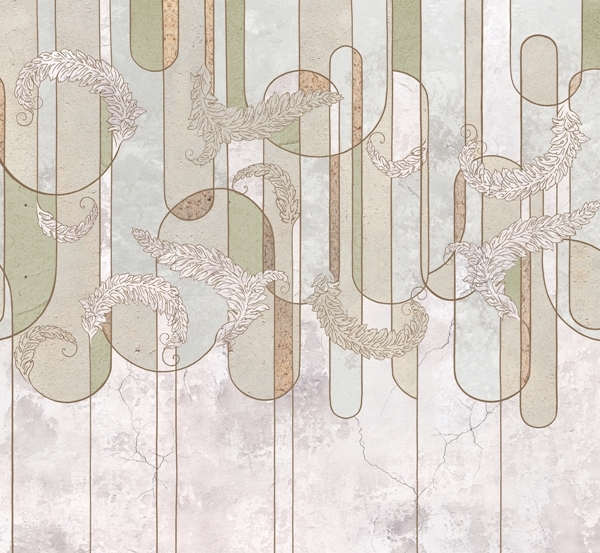 Photo Wallpaper Frunze în model geometric