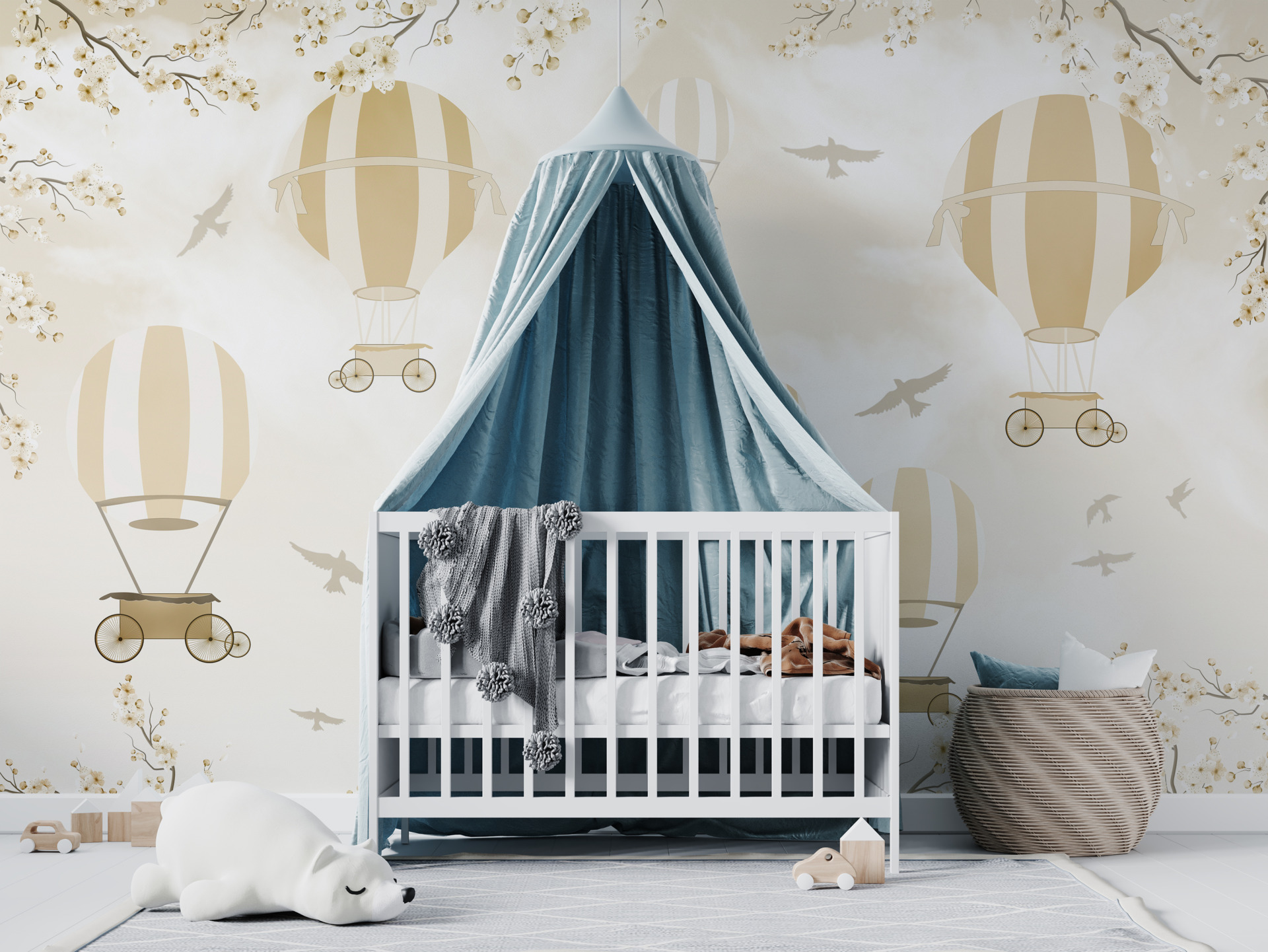 Zbor mural în flori de cireș