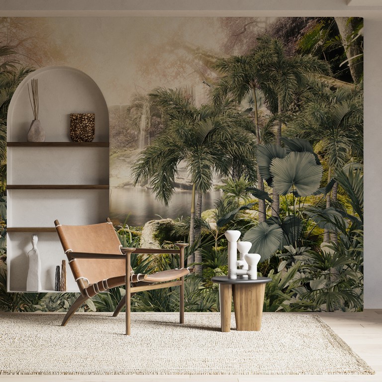 Cascada Mural Magic într-o junglă tropicală