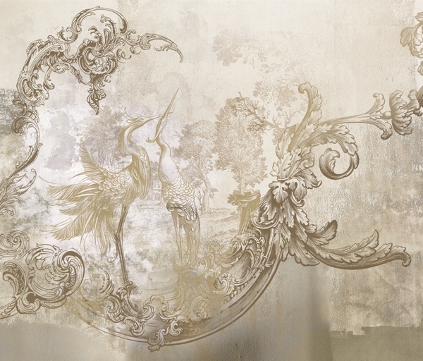 Pictura murală a unui motiv vegetal în sepia
