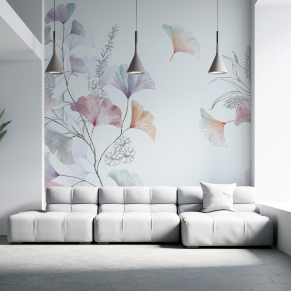 Mural pe fundal alb