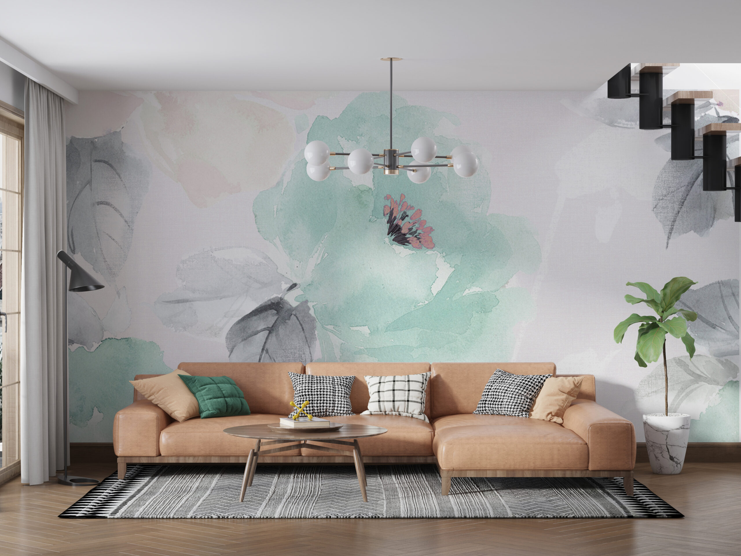 Mural flori albastre