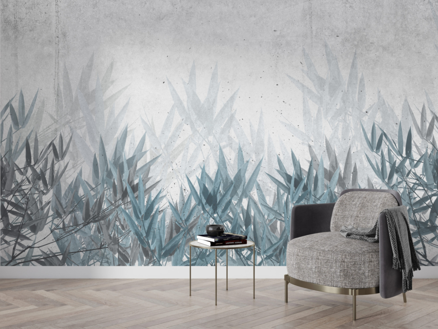 Mural albastru mare de plante