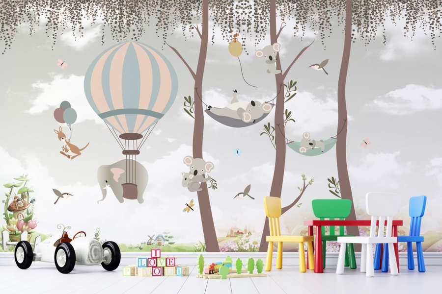 Wall mural Panda pe un hamac pentru copii