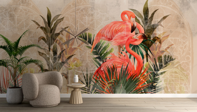 Fototapet Flamingo în arcade