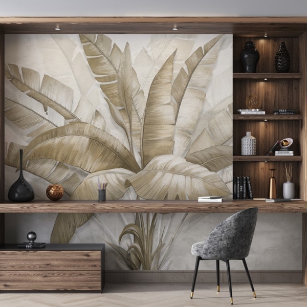 Panou mural cu frunze de bananier