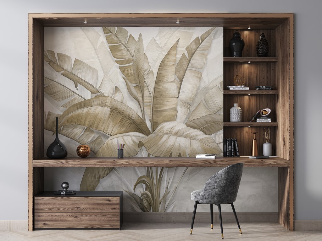 Panou mural cu frunze de bananier